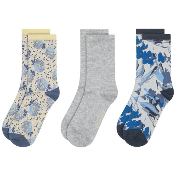 Ted Baker Accessories - Ted Baker Women's Non Terry 3 Pack Pattern Crew Dress Socks